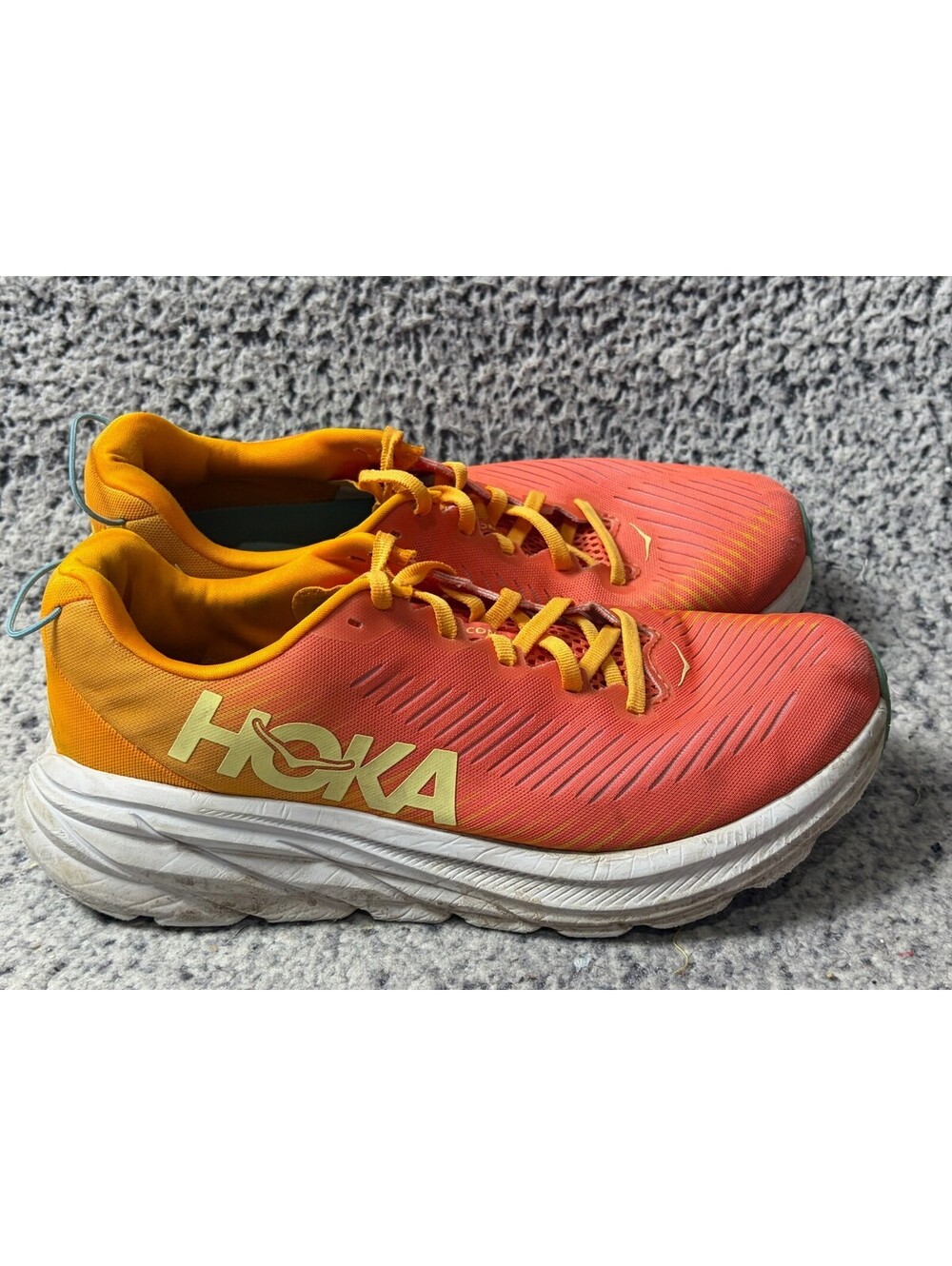 HOKA One One Rincon 3 Womens 9.5 Running Shoes Orange Yellow 1119396 CRYW